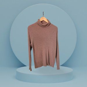 Brown 🤎️ Ribbed Turtleneck Sweater - Size: XL - Sonoma
